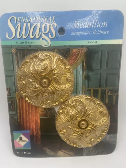 NEW Vintage Graber Sensational Swag Solid Brass Curtain/Drape Tieback Holdback