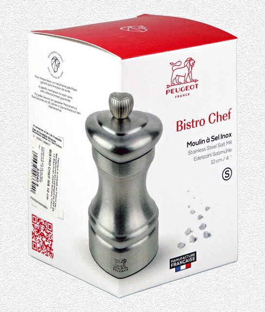 ✿ PEUGEOT PARIS BISTRO CHEF SALZMÜHLE • EDELSTAHL-OPTIK • SALZ-MÜHLE • 10 cm ✿