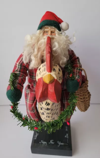 House of Hatten Ye Olde Santa Maker Santa Claus Riding Rooster Signed 2000 Rare