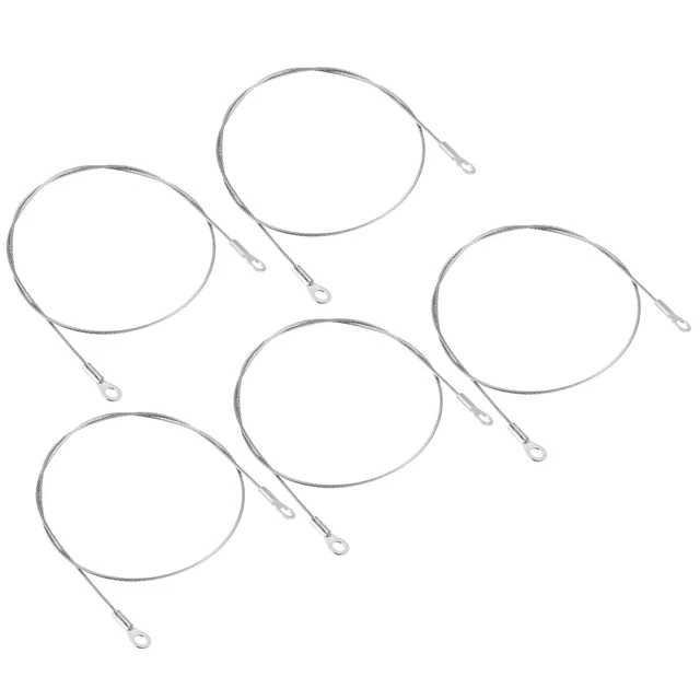 5Pcs 1.5mmx50cm Steel Security Cable 5mm ID Eyelets Ended Safety Wire Rope