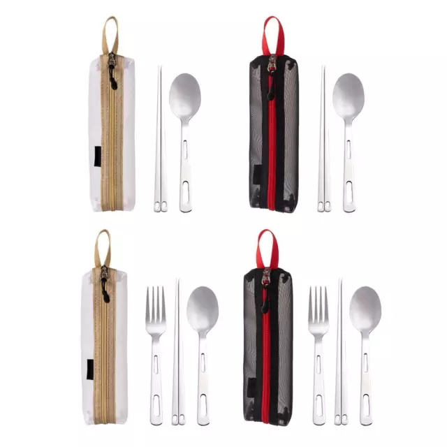 Camping Cutlery Set with Storage Bag Outdoor Tableware for Travel BBQ