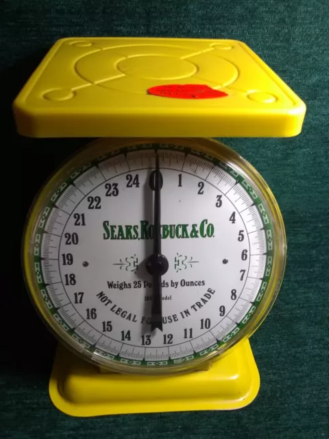 Vintage SEARS, ROEBUCK & CO. Harvest Gold 25 lb. Metal 1906 Model Kitchen Scale