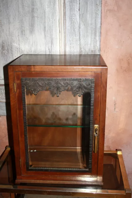 Ancien meuble vitrine art deco noyer et fer forgé Circa 1900 *