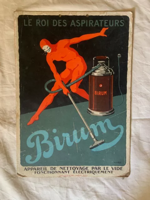 Carton publicitaire  aspirateur BIRUM 1920" 33X42cm