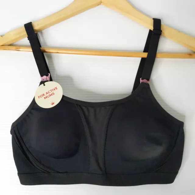 Triumph Bra 10C Sports Maternity Nursing Black T-shirt Wire Free Moulded Cup NWT