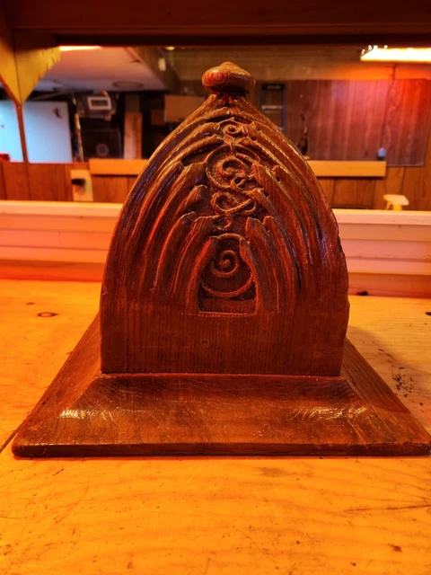 Antique Victorian Oak Newel Post Cap Column Finial Large Salvage Late 19Th C.