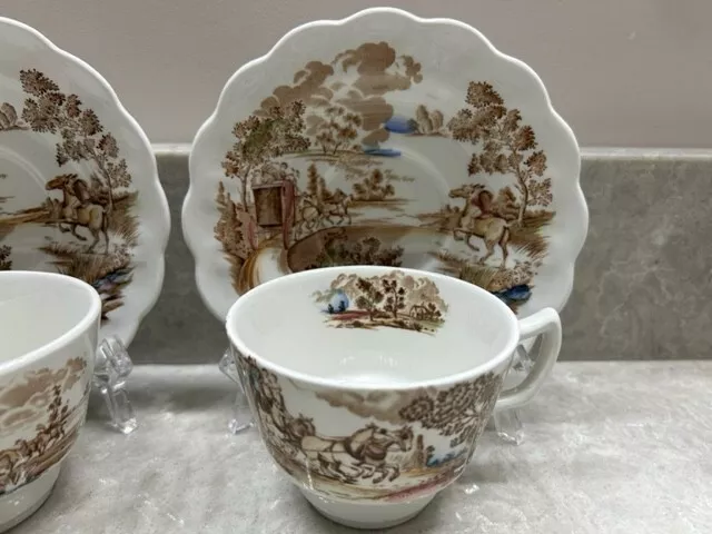 Coaching Days Ridgway Staffordshire England 6 Tea cups and 6 Saucers 2