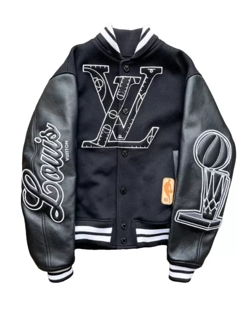 Louis Vuitton Multi-Patches Mixed Leather Varsity Blouson Milky White