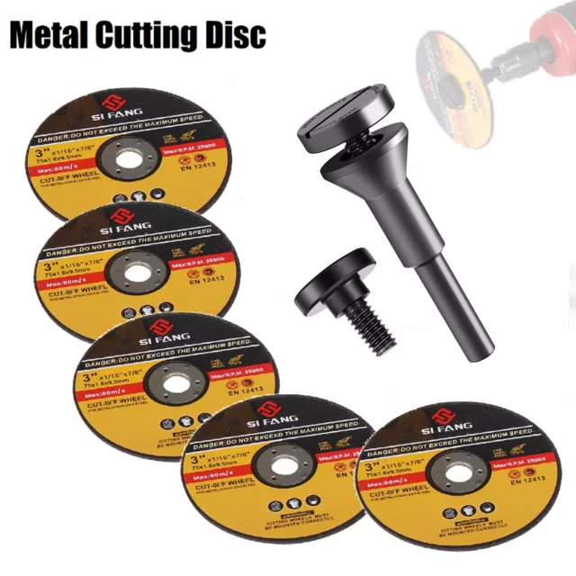 75mm 3" Resin Metal Cutting Disc 1/4" Shank Mandrel For Rotary Tool Die Grinder