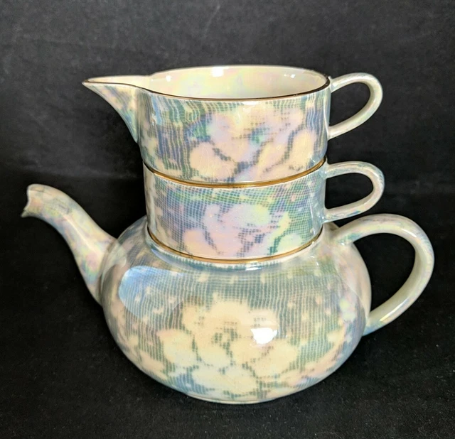 Royal Winton Grimwades Blue Brocade Chintz Stacking Tea Pot, No Lid