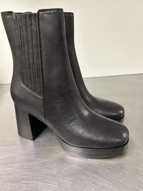 Nine West Ed's Leather Platform Bootie. Classic, elegant chunky Y2K slip on Boot