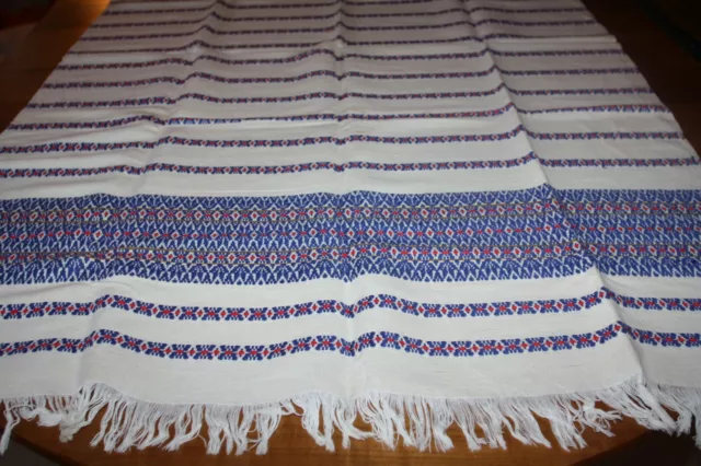 Service de table N°61 nappe à thé ou petite 94x150cm +6 serviettes lin bleu écru