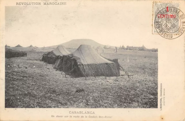 Cpa Maroc Casablanca Un Douar Sur La Route De La Casbah Ben Ahmet