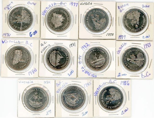 $1 1976-1986 Victoria British Columbia Ni/NBS Canadian Municipal Tokens