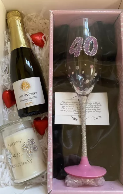 Happy 40th birthday glas Jacobs Creek Chardonnay Pinot Noir Soy Candle Chocolate