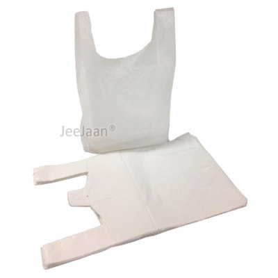 Gilet di plastica Carrier Bags Bianco Forte Sacchetti negozi bancarelle supermercati tutte le taglie 