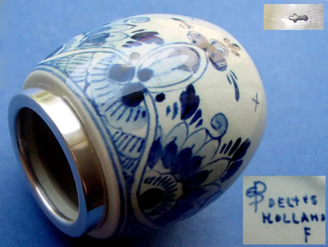 Antiguo Delft Florero Con Artes, Pintado a Mano K918