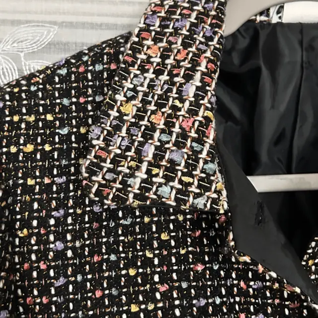 Vintage Black and Rainbow Tweed Jacket / Blazer - Size 8 / Sweet Inspiration