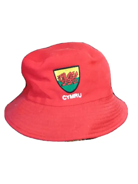 Wales Cymru Am Byth Welsh Dragon Forever Football Rugby Patriotic Bucket Hat Red