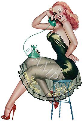 Sexy Pin Up Girl On Telephone Retro Vinyl Car Decal Sticker U.k Post Only