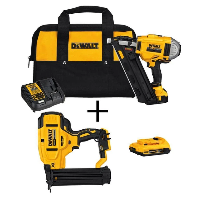 Dewalt Framing Nailer 20V Li-Ion 30-Degree Cordless 18Gauge+4Ah+2Ah Battery+3Led