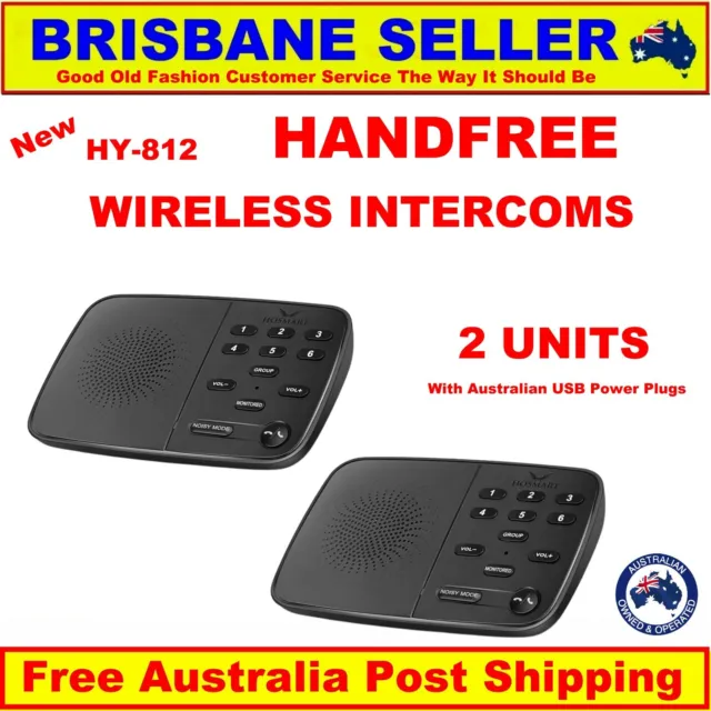 2 x Wireless Intercoms Hands Free 450M Long Range 465mhz 6 Channel HY-812 NEW