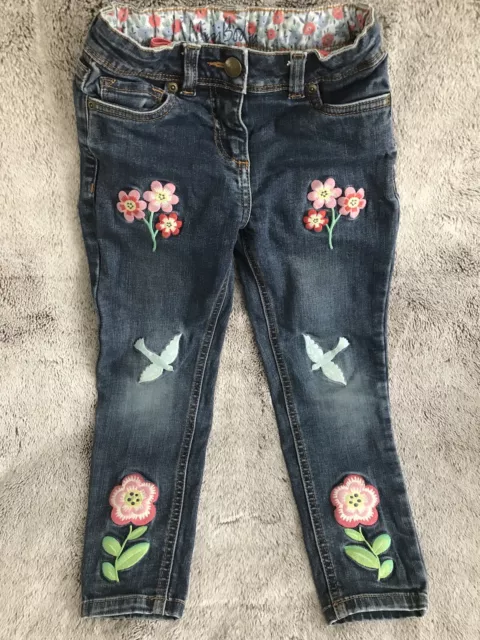 Mini Boden Girls Embroidered Denim jeans age 6