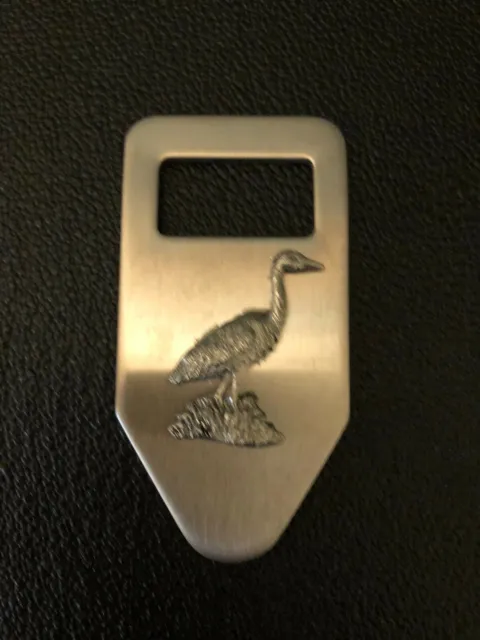 HERON BIRD BOTTLE OPENER REAL PEWTER  - excellent quality - comes in gift bag