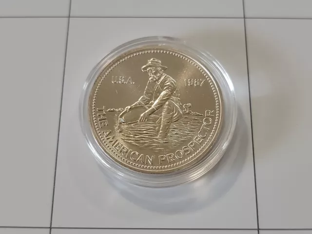 1987 The American Prospector Engelhard 1 Troy Ounce .999+ Fine Silver Round