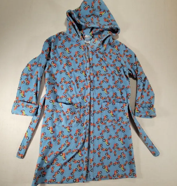 Leveret Boys Blue Hooded Robe With Motorcycles 8 Years