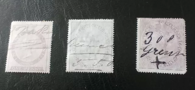 GB QV Revenue Stamps (X3) Fiscally Used (A20)