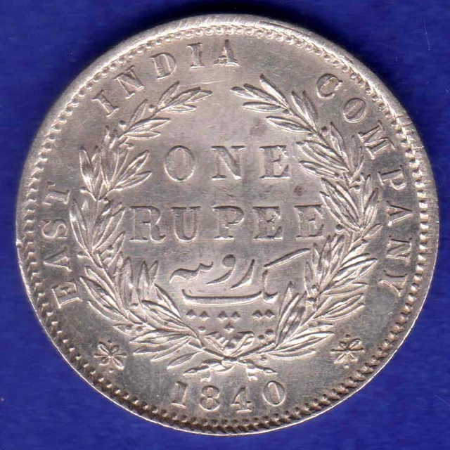 British India-1840-Divided Legend-Victoria-One Rupee-Top Condition Silver Coin