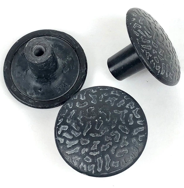 Vintage Hyer Drawer Knobs Cabinet Pulls Handles 3 Pc Dark Metal Mushroom