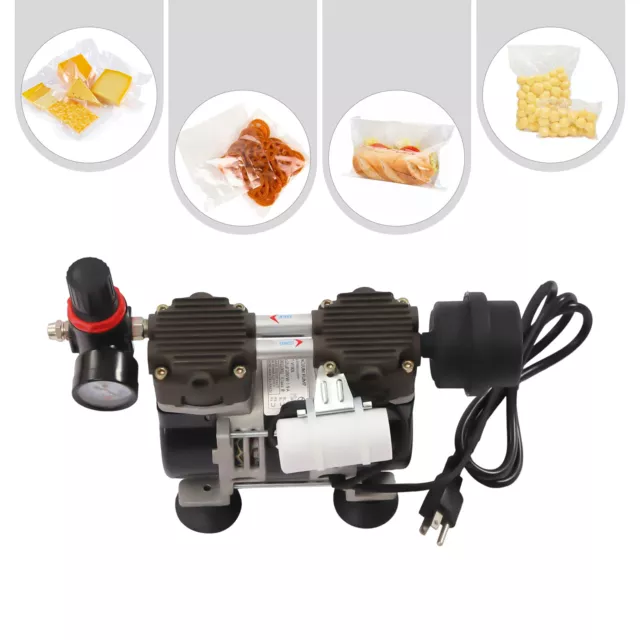 200W Industrial Oilless Vacuum Pump Lab Oil Free Pump &Air Filter Pressure Gauge