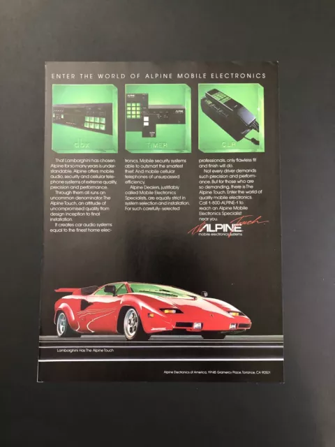 Lamborghini Countach Alpine Vintage Original Print Ad Advertisement Printed A6