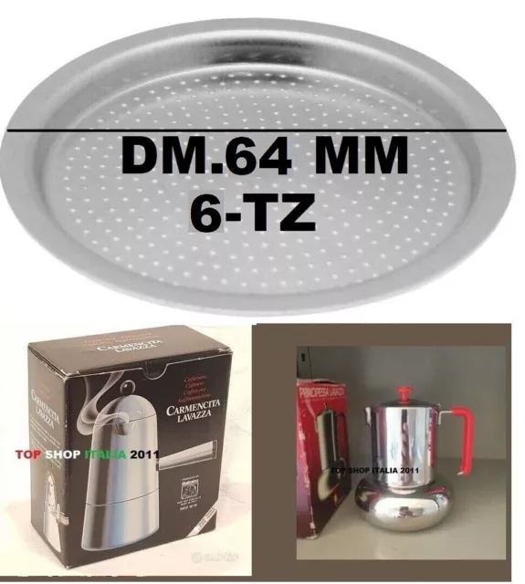 Introvabile Filtro 6 Tazze Inox Per Caffettiera Lavazza Principessa Carmencita