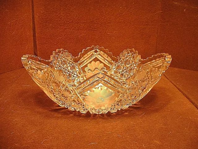 Large Antique ABP Brilliant Period Cut Glass 11 1/4" Oval Center Bowl