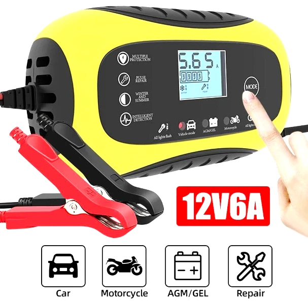 Chargeur de Batterie Voiture Moto Camion Intelligent 6A 12V Automatique Rapide