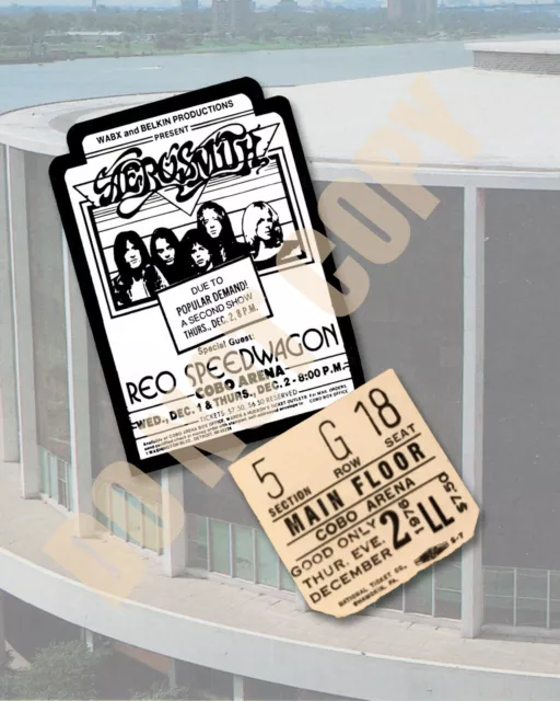 1976 Aerosmith REO Speedwagon Detroit Cobo Arena Concert Ticket Ad 8x10 Photo
