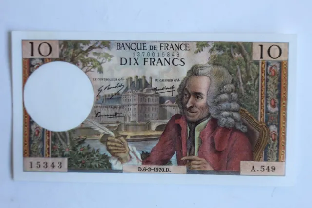 Billet 10 Francs Voltaire type 1963 France 05-02-1970 Neuf (31354)