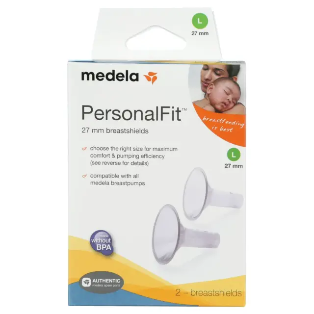 Medela PersonalFit Breast Shields, 27mm, Clear, 87274, Set of 2 LARGE L