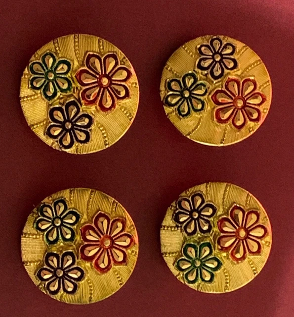 BOUTONS COLLECTION ANCIEN ACRYLIQUE DORÉ ET COULEURS DIAMÈTRE 26 mm