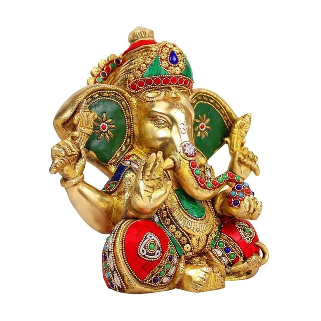 BRASS GANESH BHAGWAN Idol Ganesha Statue Ganpati Murti for Home