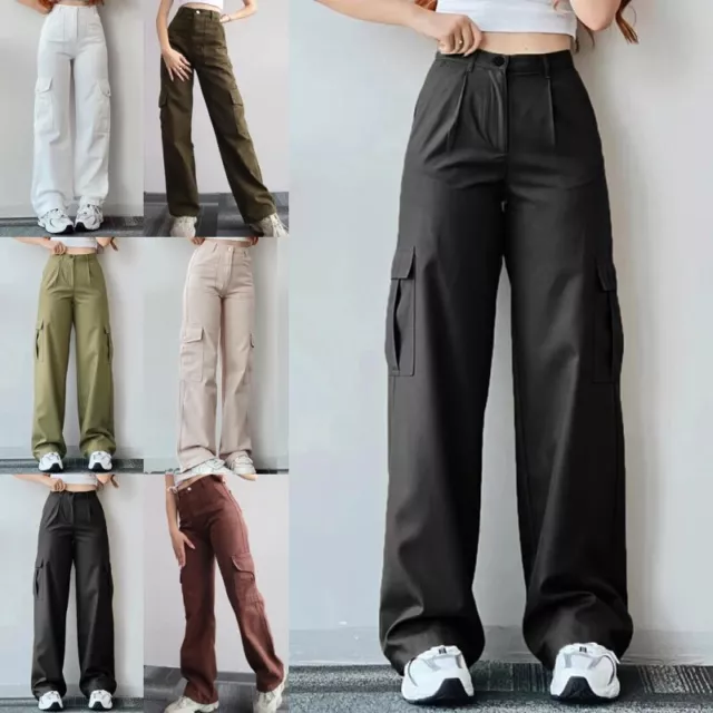 Women's High Waisted Plicated Side Pocket Wide Leg Waffle Fleece Casual  Pants - HALARA