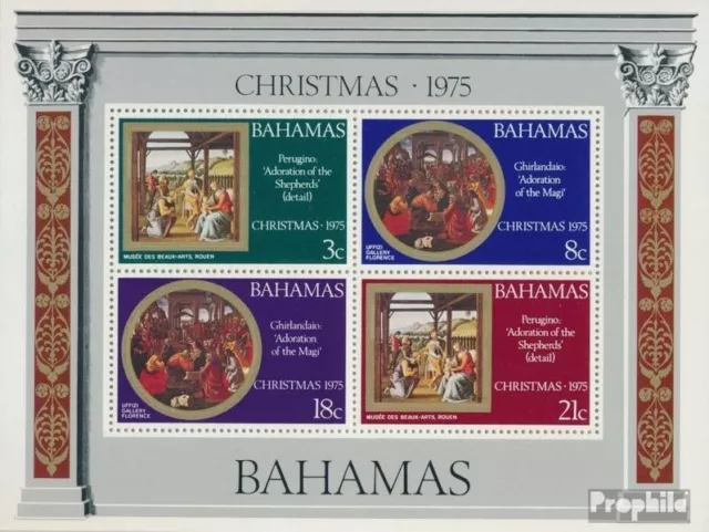 bahamas Bloc 15 (complète edition) neuf avec gomme originale 1975 Noël