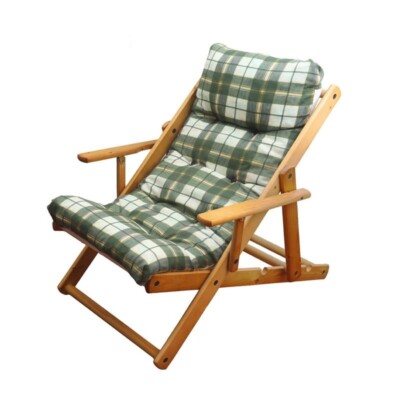 Relax POLTRONA SDRAIO RELAX IN LEGNO PIEGHEVOLE RECLINABILE 3 POSIZIONI CUSCINO ROSSO 