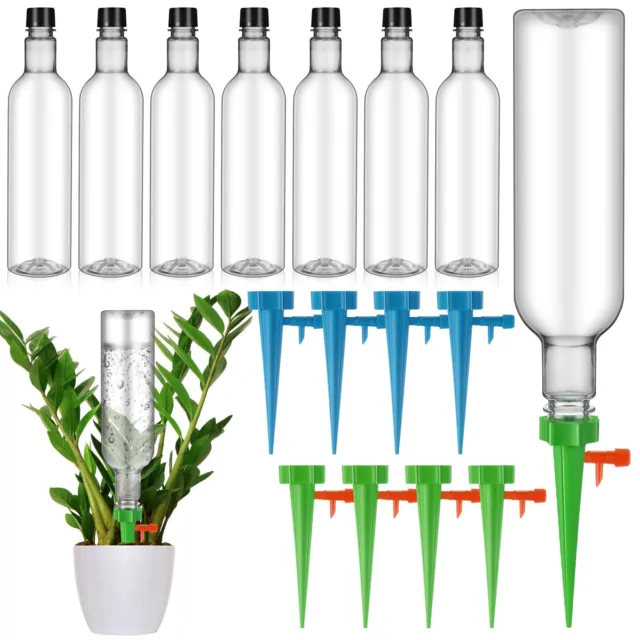 16 Pack Plant Watering Devices Include 8 Plastic Self Watering Spikes and 8 P...