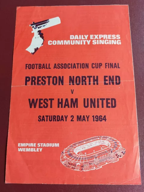 West Ham V P.N.E. 1964 FA Cup Final Songsheet