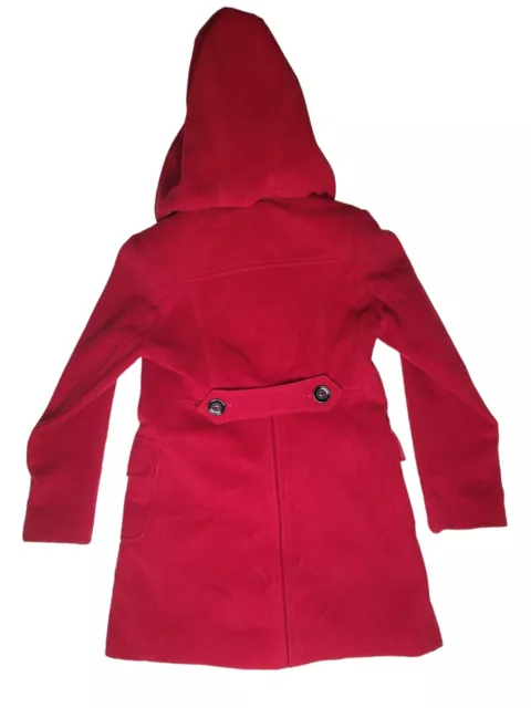 TOMMY HILFIGER WOMEN'S Wool Blend Pea Coat Red Detachable Hood Buttons ...