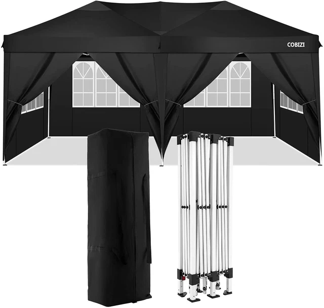 Pavillon Wasserdicht 3x6M Faltbar Zelt Pop-Up Gartenpavillon mit 6 Seitenteilen#